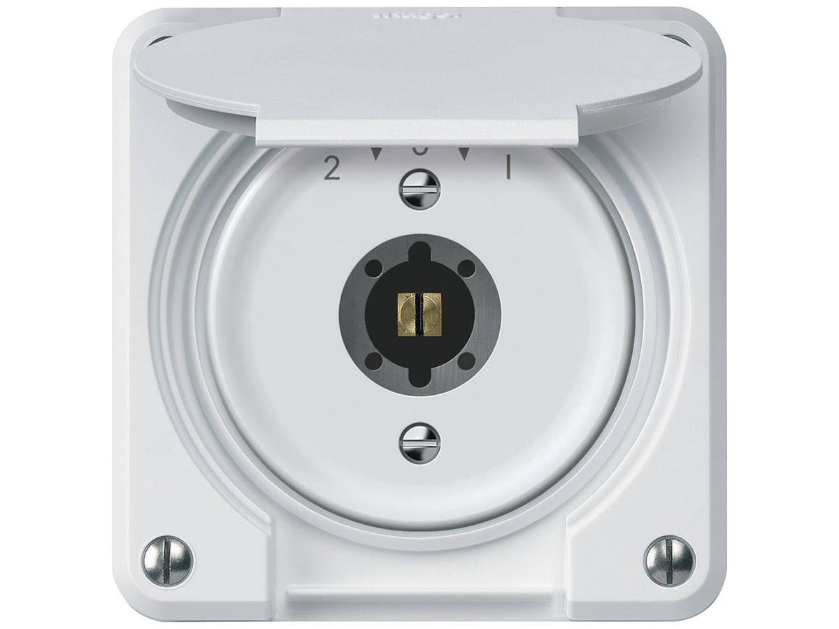 UP-Schlüsselschwenktaster robusto 1P 2NO 2CO 20A 250V 86×86mm weiss