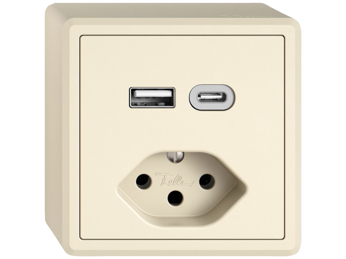 AP-USB-Ladesteckdose EDIZIO.liv SNAPFIX® USB A+C/T13 3A 230VAC cr