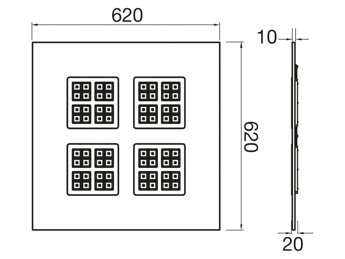 LED-Panelleuchte SLV PAVANNO 22W 3620lm 3000…4000K WB DALI 620×620×20mm ws