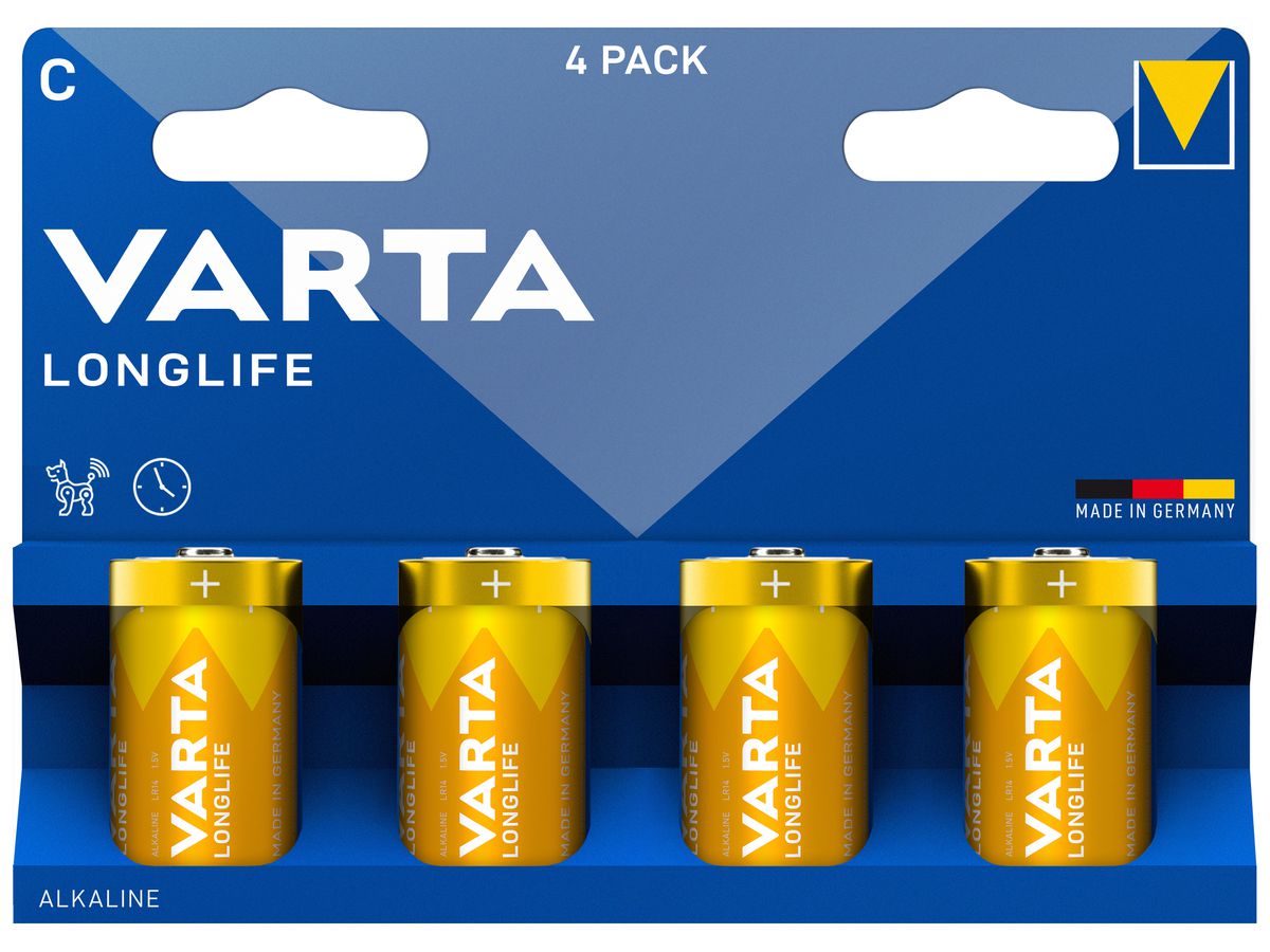 Batterie VARTA Consumer LR14/C/Baby Alkali-Mangan 1.5V 7600mAh Blister à 4 Stück