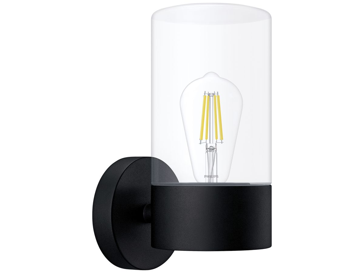 Wandleuchte Philips Flareon E27 1×25W IP44 Ø120×270×165mm schwarz