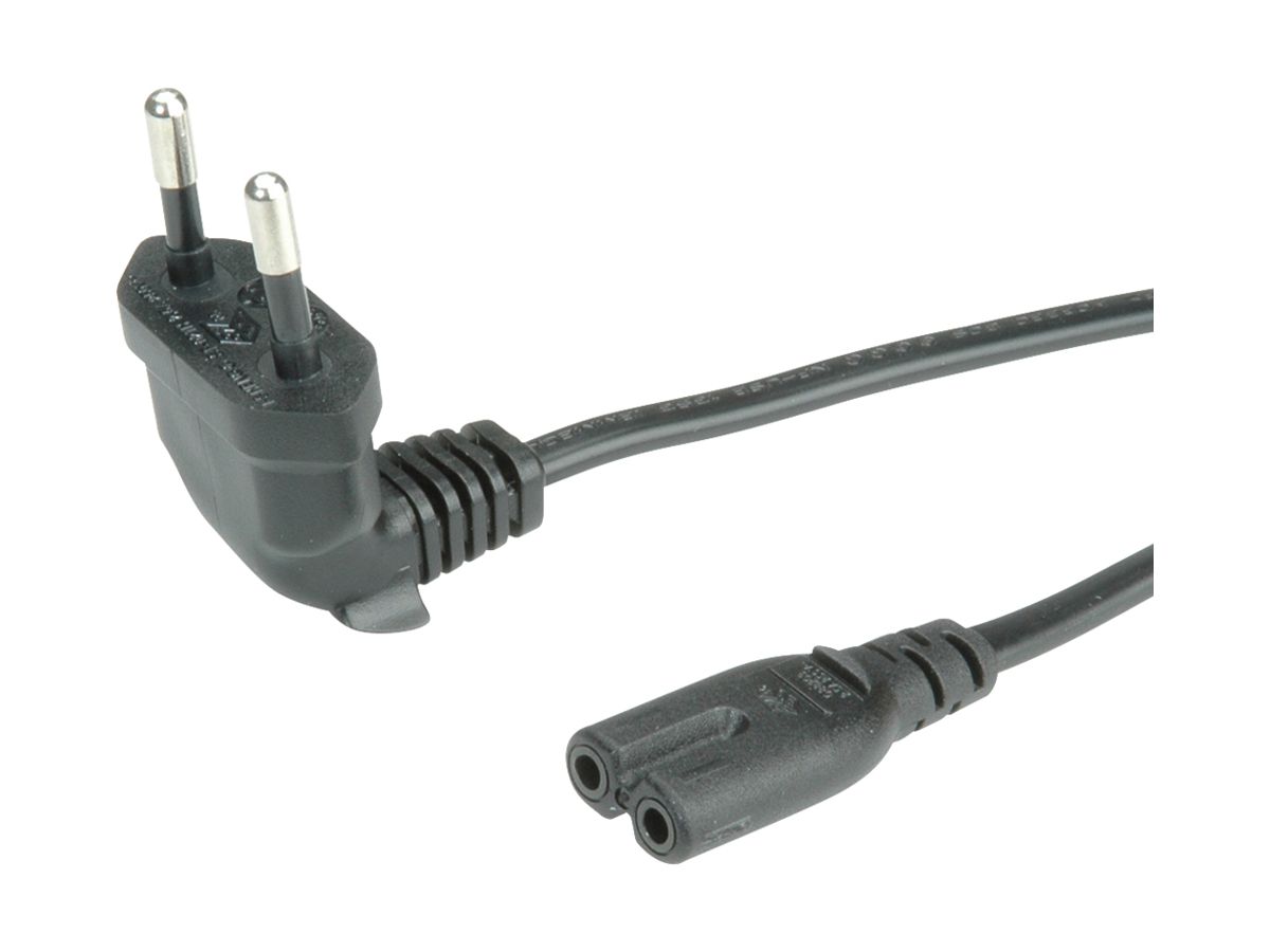 Apparatekabel ROLINE T26 (90°) → C7 2×0.75mm² 250VAC/2.5A schwarz 1.8m