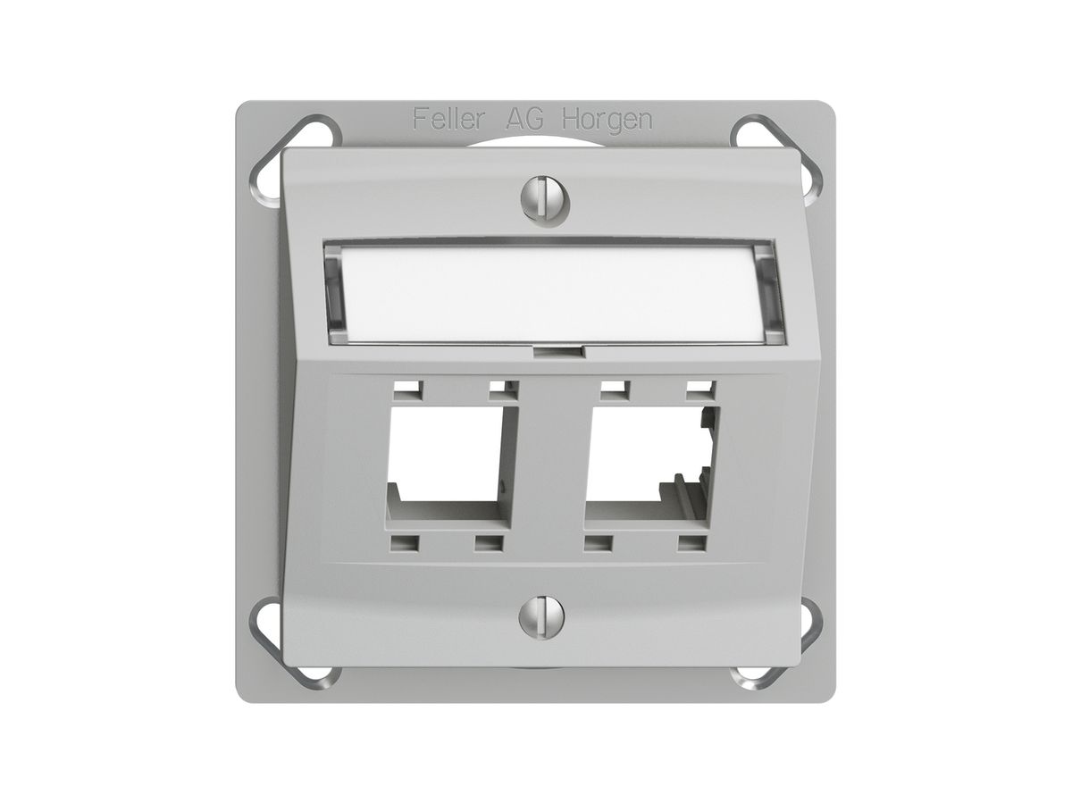 EB-Montageset EDIZIOdue, mit Schrägauslasshaube, für 2×RJ45, hellgrau