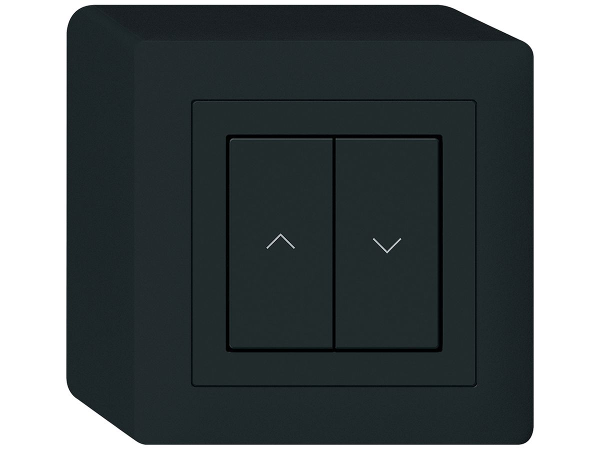 AP-KNX-Storentaster Hager BA kallysto Q 2-fach 88×88mm schwarz