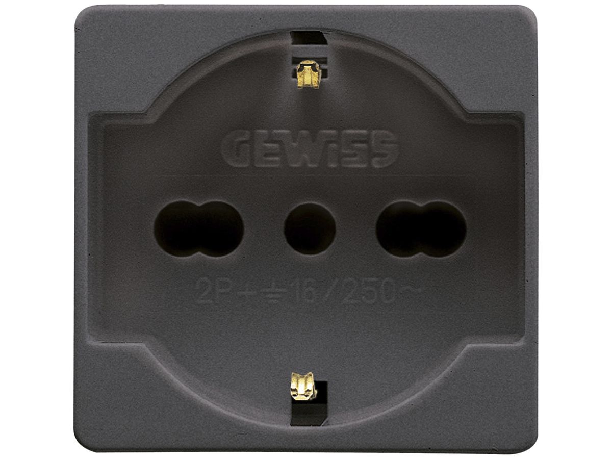 EB-Steckdose GEWISS CHORUS, Schuko/Typ L, Schraubkl.44.2×44mm, 2 Module, schwarz