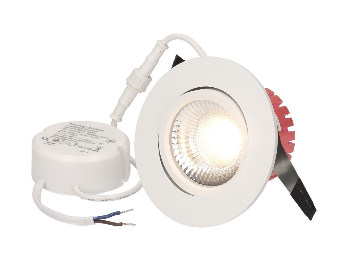 EB-LED-Spot maxLUCE SOLVO-IP65 8W 230V DIM 780lm 940 Loch-Ø80mm 38° IP65 weiss