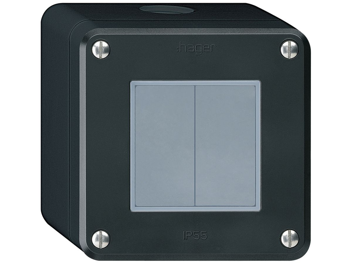 AP-KNX-Taster Hager BA robusto Q 2-fach 86×86mm schwarz