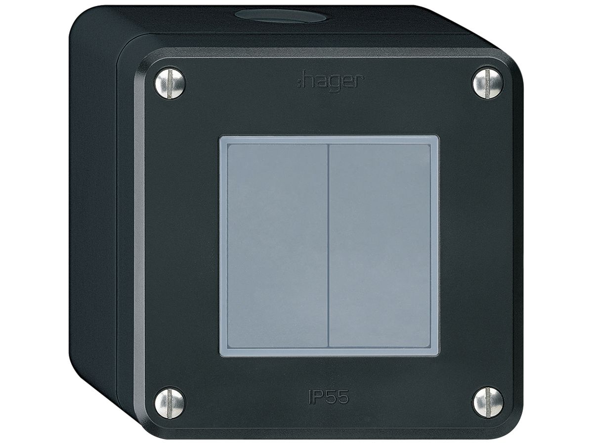 AP-KNX-Taster Hager BA robusto Q 2-fach 86×86mm schwarz