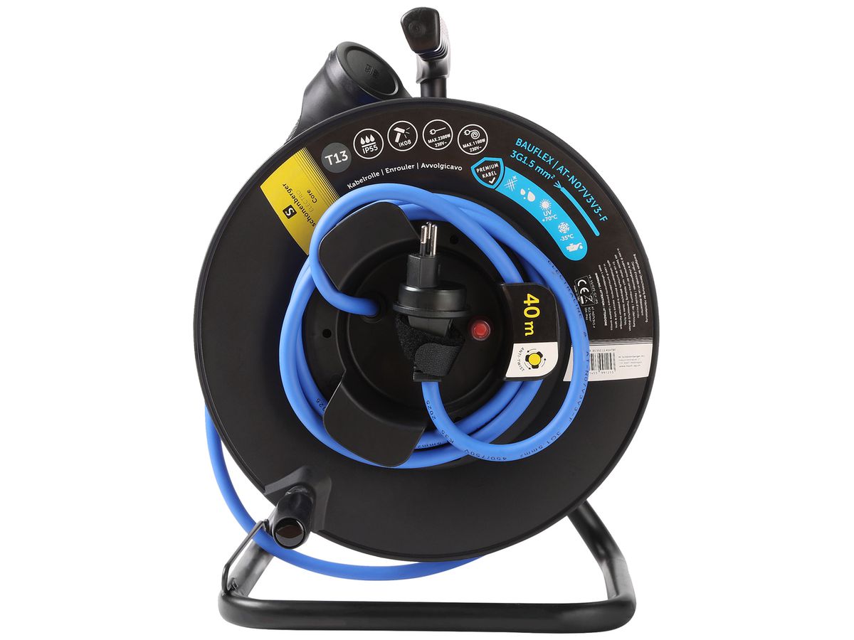 Kabelrolle Schönenberger Stecker:T13 Steckdose:1×T13 40m IP55 schwarz