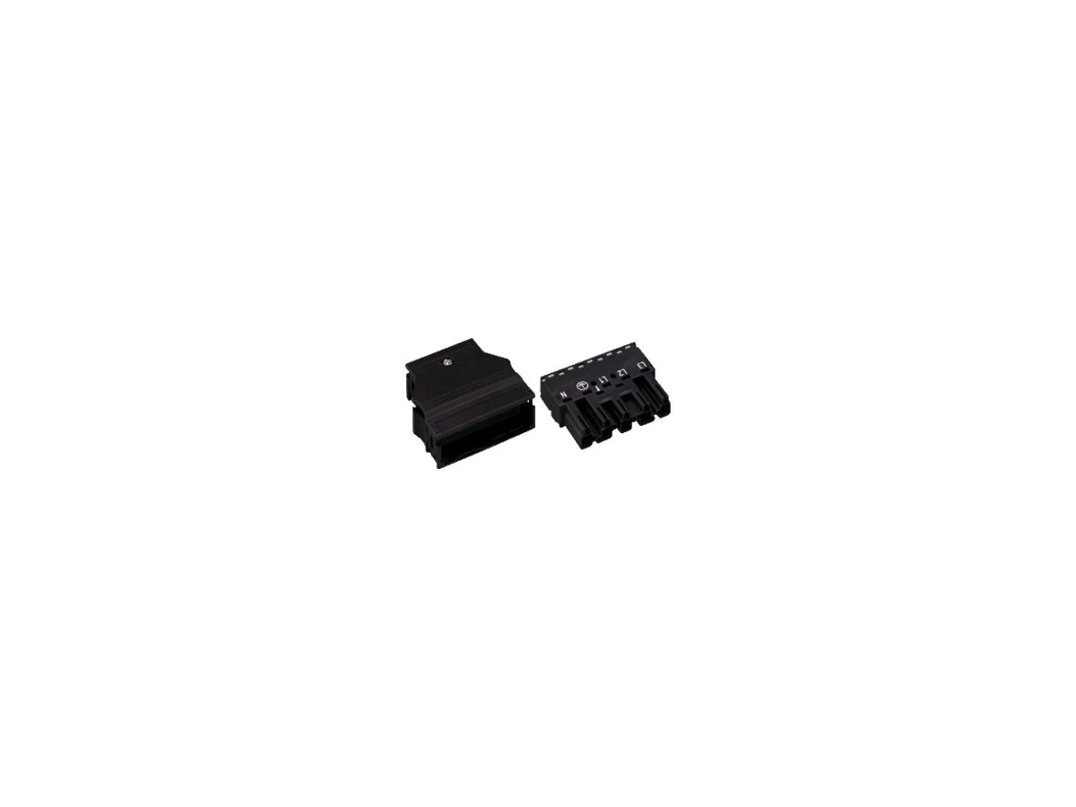 Stecker WAGO 5L 0.5…4mm² schwarz mit Zugentlastungsgehäuse