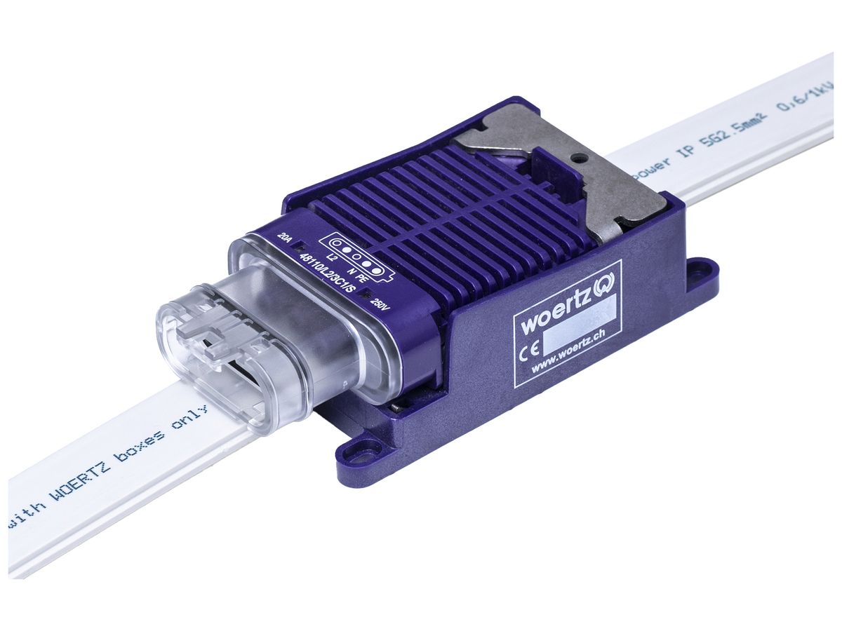 Schnellanschlussdose Woertz für Flachkabel Power 5×2.5mm² IP68 L2 3P C1