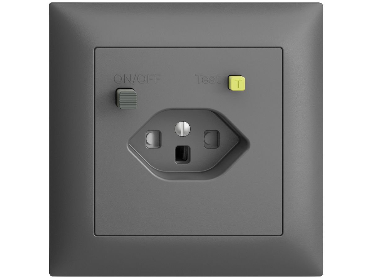 UP-Steckdose EDIZIOdue T23 FI 30mA FMI, shutter, dunkelgrau
