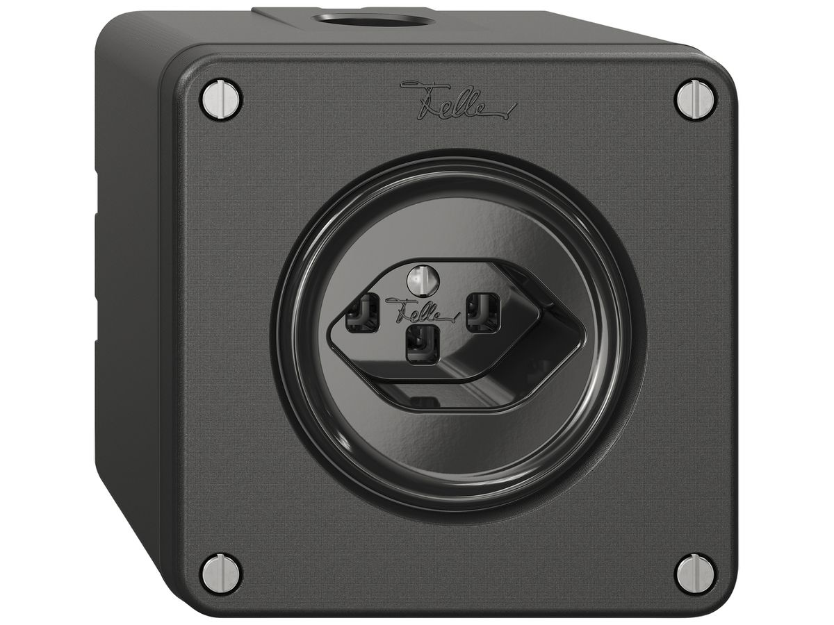 AP-Steckdose NEVO SNAPFIX® 1×T23 16A 250V 87×87×64mm IP21 sz