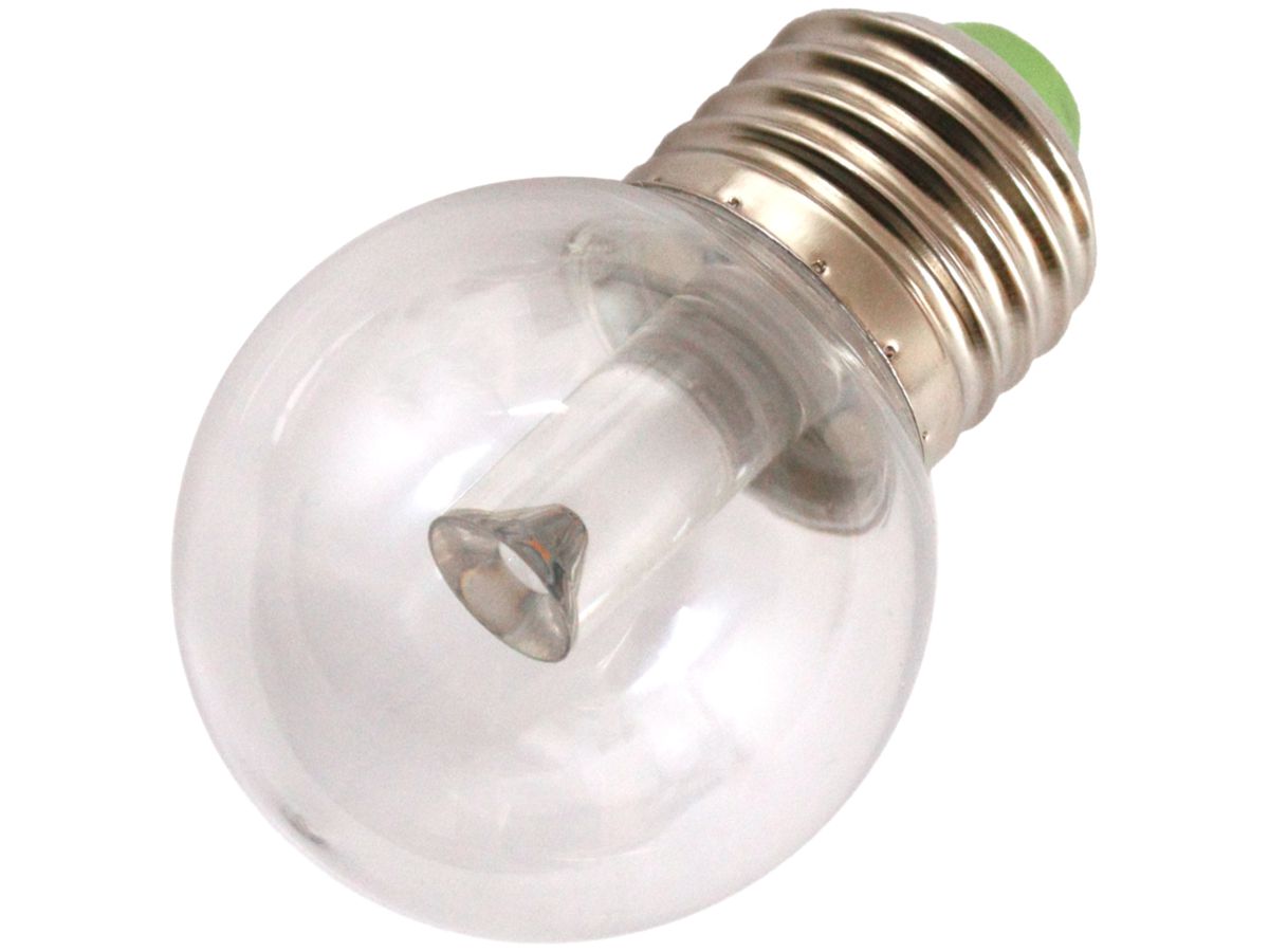 LED-Lampe ELBRO E27, G45, 1W, 230V, 50lm, 2500K, 360°, Ø45, weiss, klar