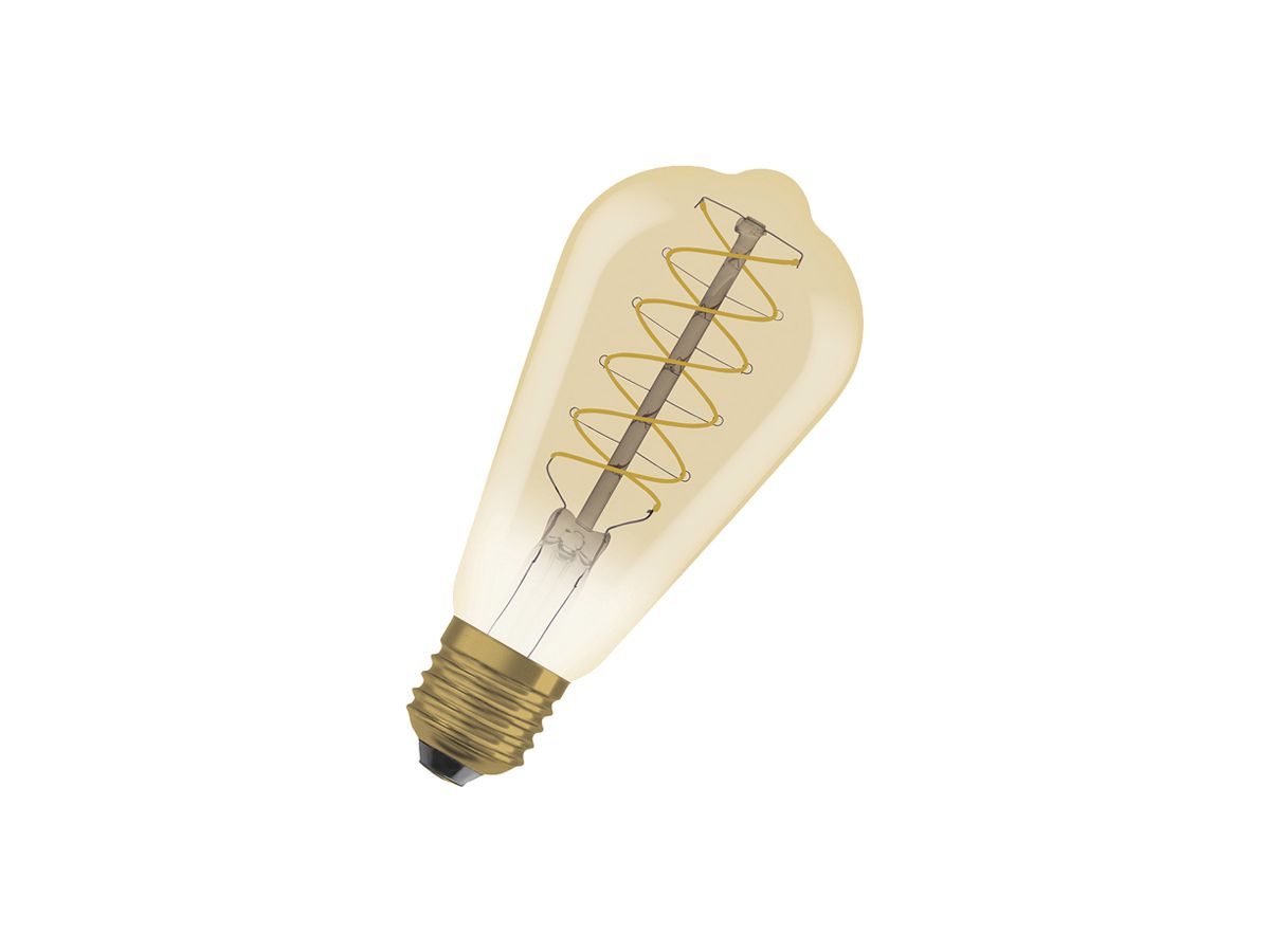 LED-Lampe LEDVANCE Vintage Edison E27 7W 600lm 2200K DIM Ø64×140mm klar Gold
