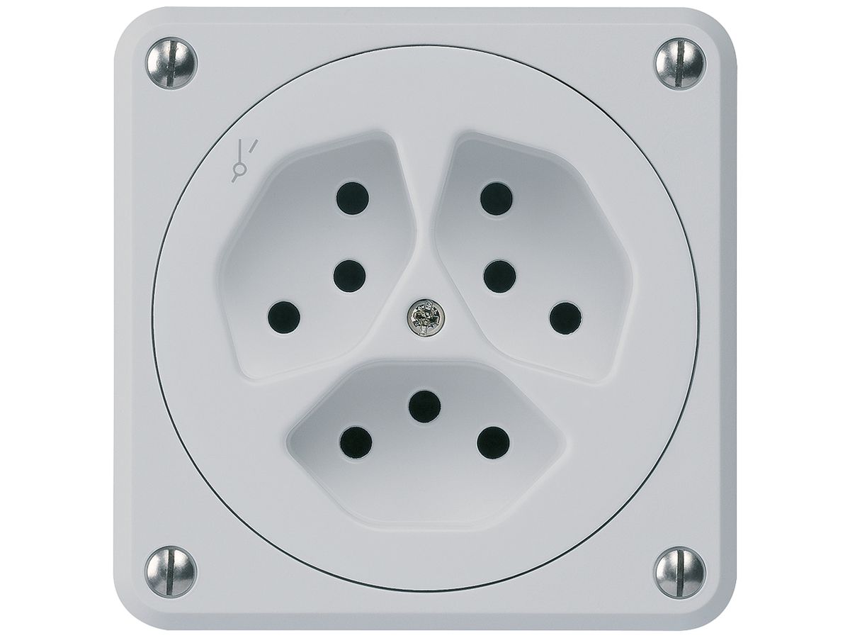 UP-Steckdose robusto 3×Typ 13/1 grau ohne Klappdeckel