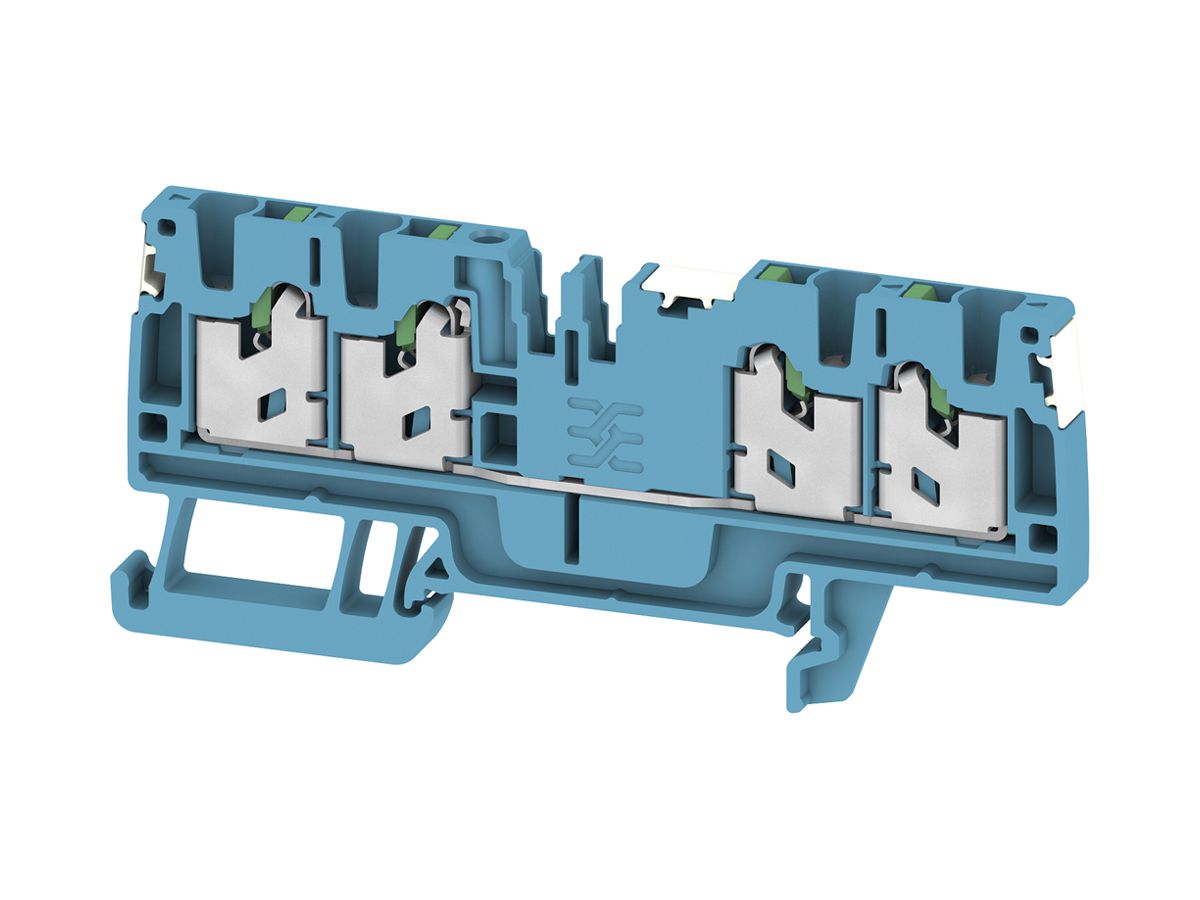 Durchgangs-Reihenklemme S4C 2.5 DL BL 2.5mm² 24A 800V SNAP IN 4×1 TH35 blau