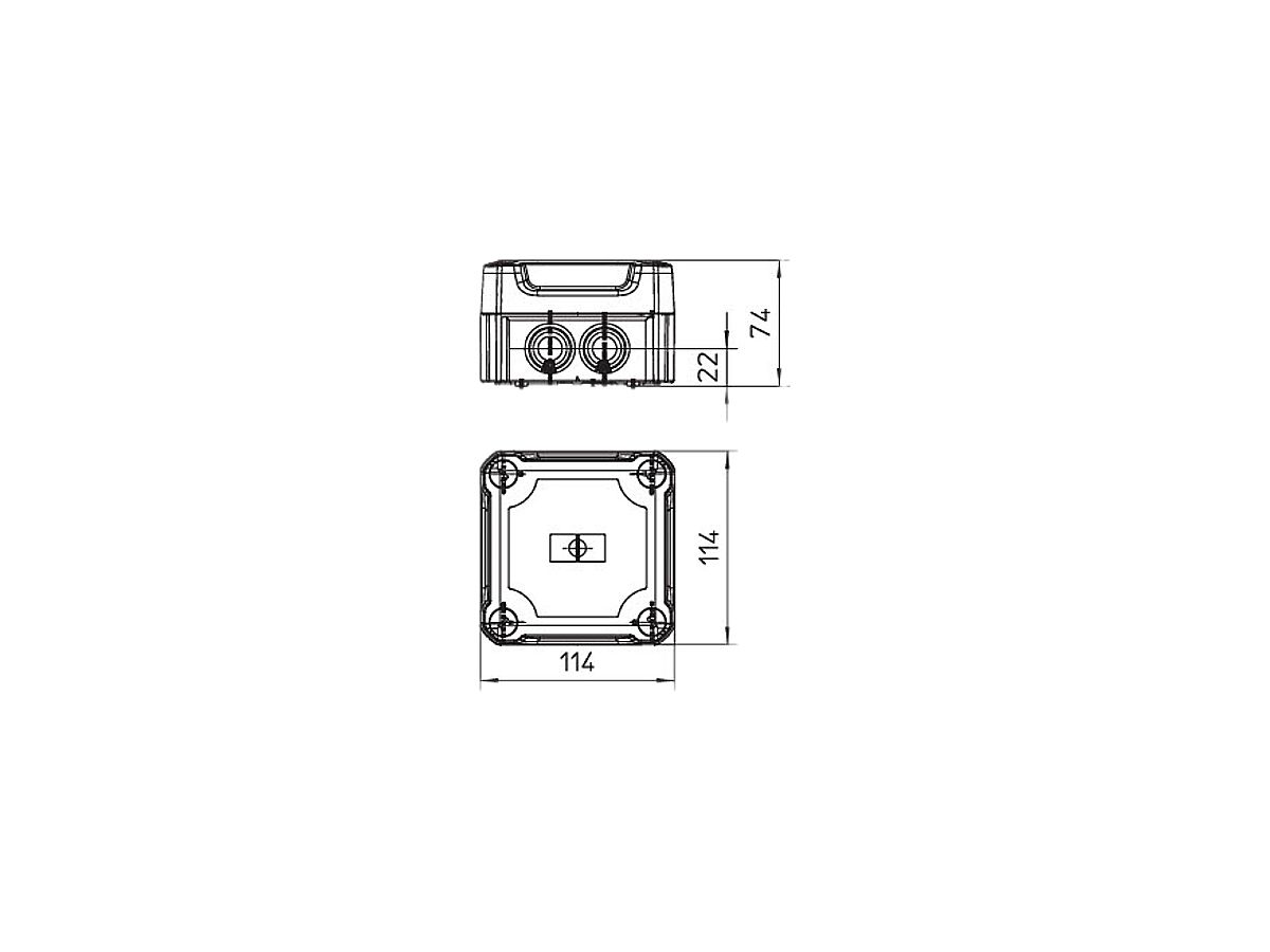 Kabelabzweigkasten Bettermann 114×114×76mm mit Deckel transparent