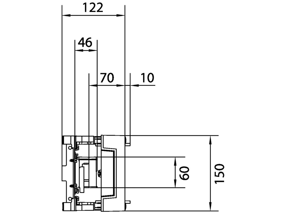 Baustein Hager univers N 150×250mm für Sammelschienen Abstand 60mm 1-polig