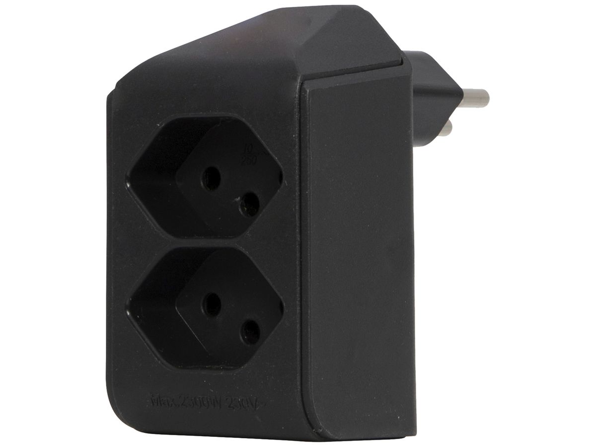 Abzweigstecker cleverLINE 2×T13 300° ohne Aufhänger schwarz