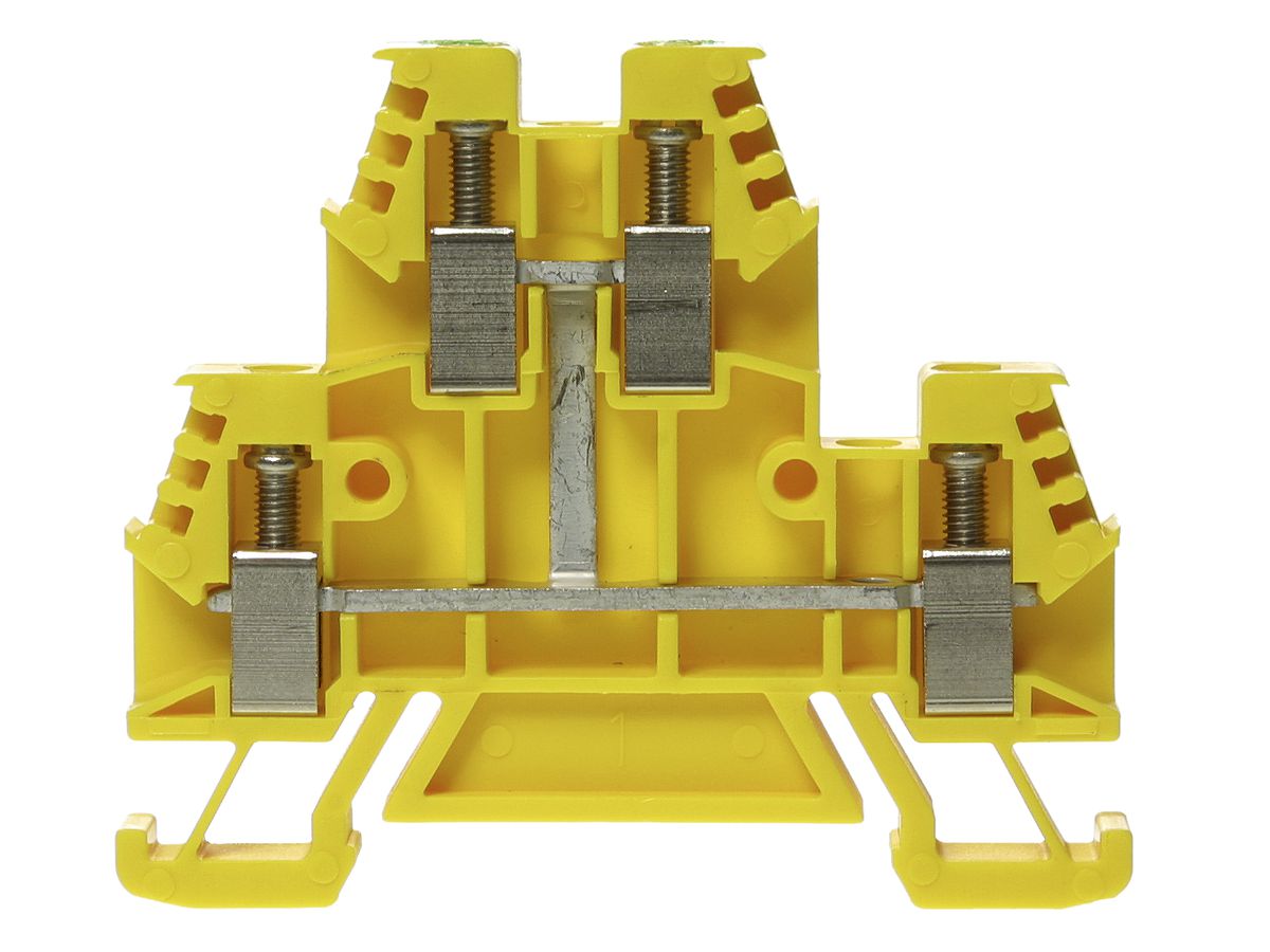 Durchgangs-Reihenklemme Woertz 0.5…4mm² 32A 500V Schraubansch.2×2 TH35 grün/gelb