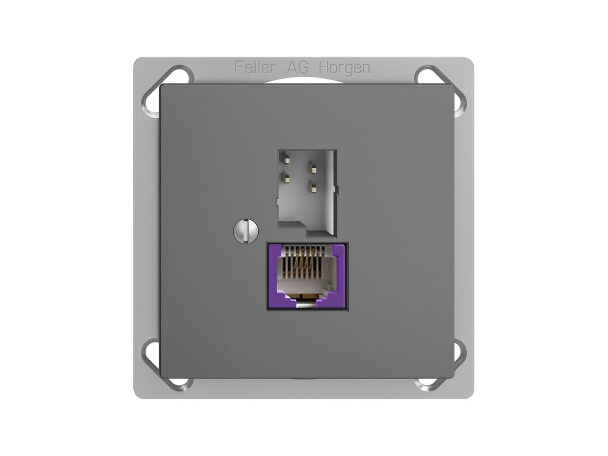EB-Dose T+T 6P/1×RJ45 DSL-Breitband EDIZIOdue dunkelgrau