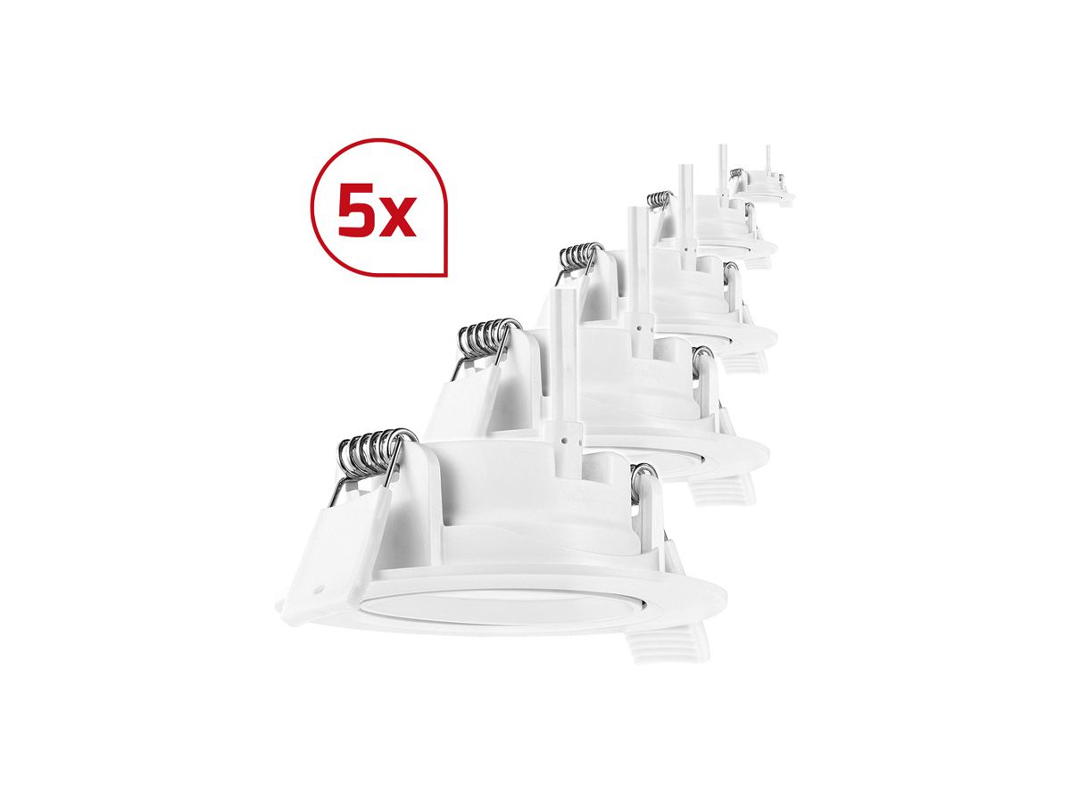 LED-Downlight DOTLUX CIRCLEmini 5W 400lm 3000K weiss 5er Set