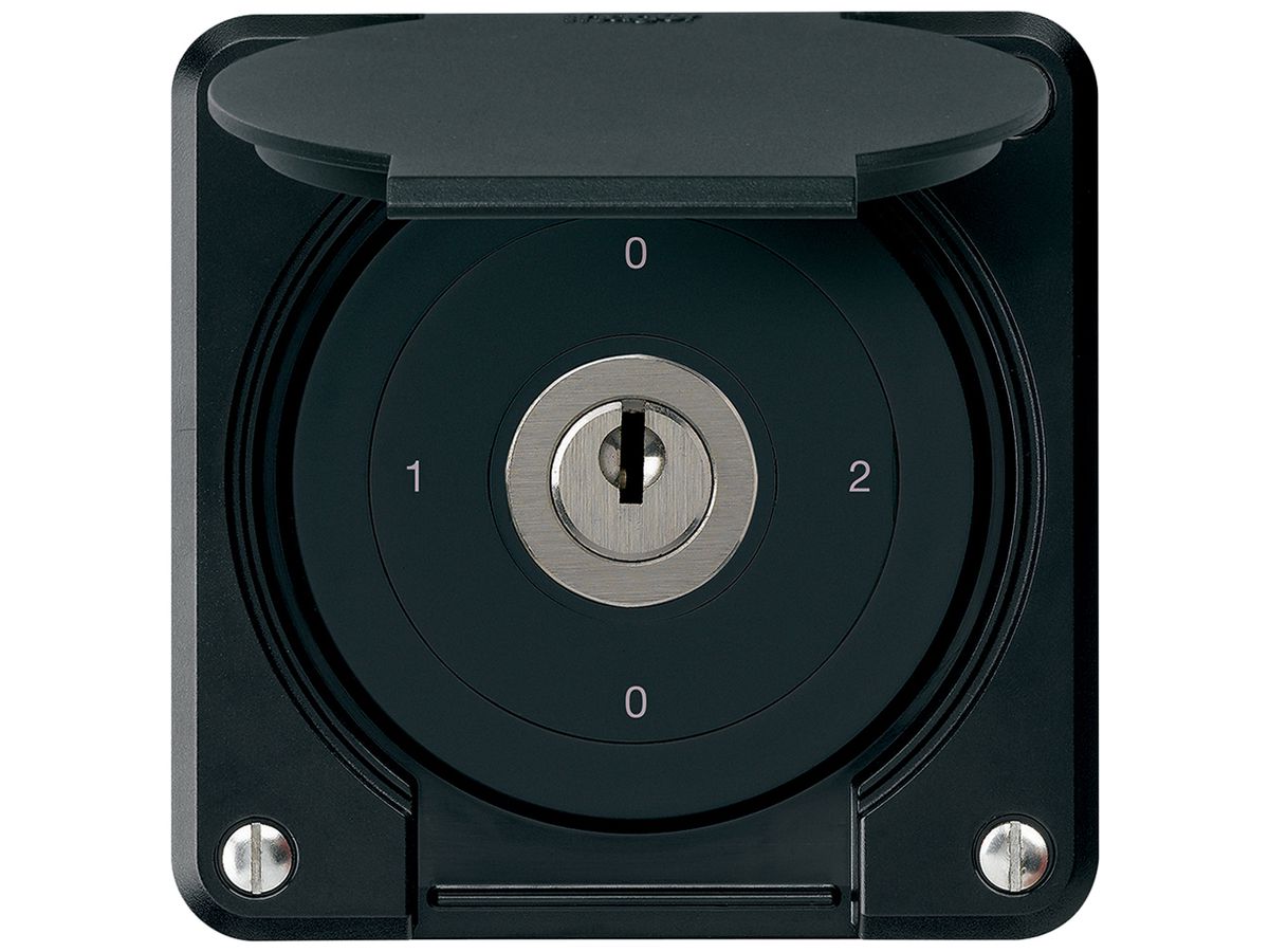 UP-Schlüsselschalter robusto IP55 mit Klappdeckel S2/1P schwarz