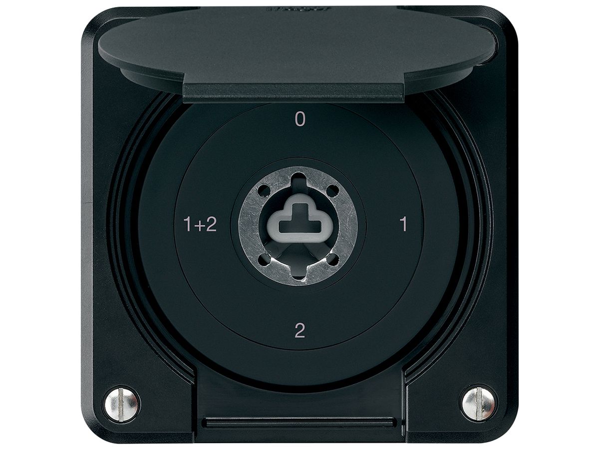 UP-Schlüsselschalter robusto IP55 Klappdeckel ohne Zylinder S1/1P schwarz Kombi