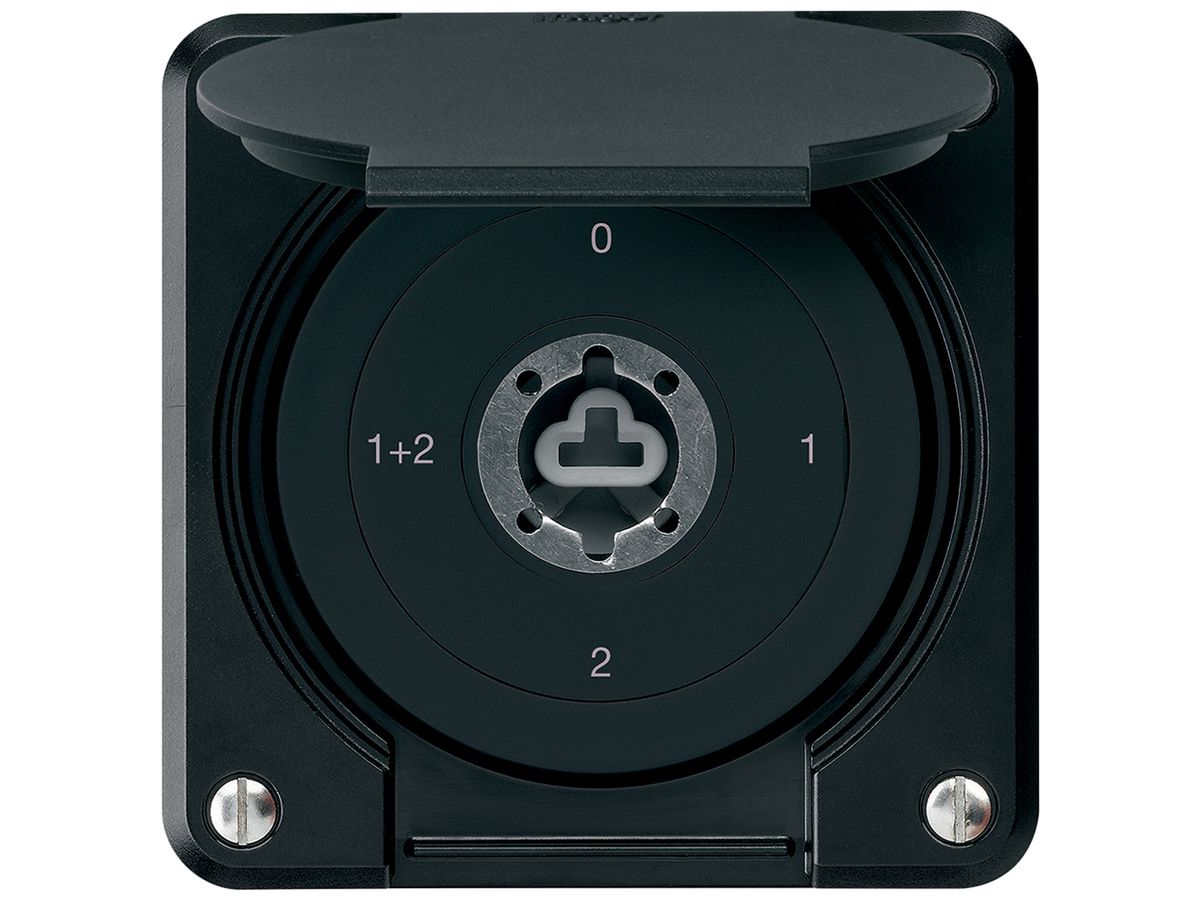 UP-Schlüsselschalter robusto IP55 Klappdeckel ohne Zylinder S1/1P schwarz Kombi