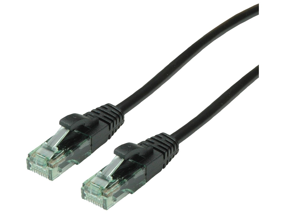 Patchkabel RJ45 ROLINE RM Kat.6A U/UTP AWG26 TPE schwarz 3m