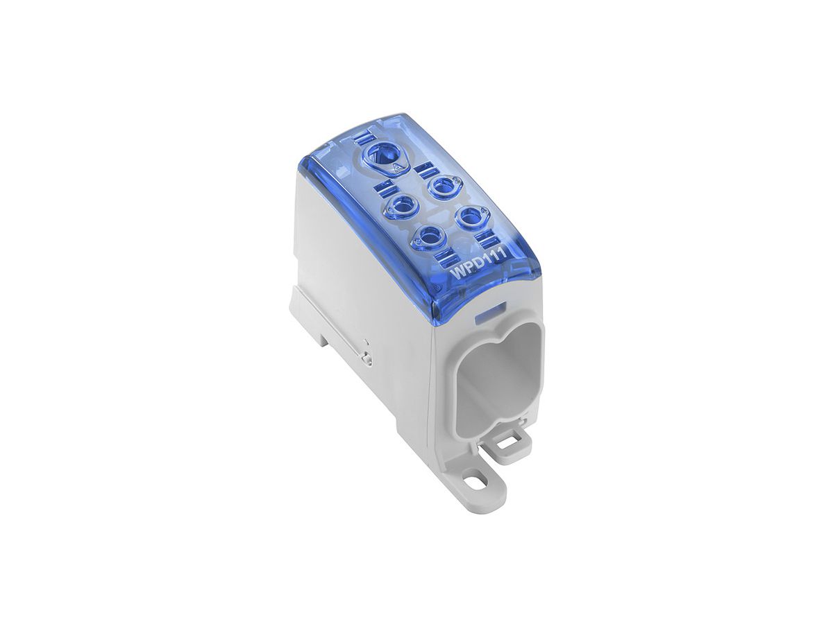 Verteilerblock WM WPD 111 1×95/4×35mm² 232A 1000V TS35 blau