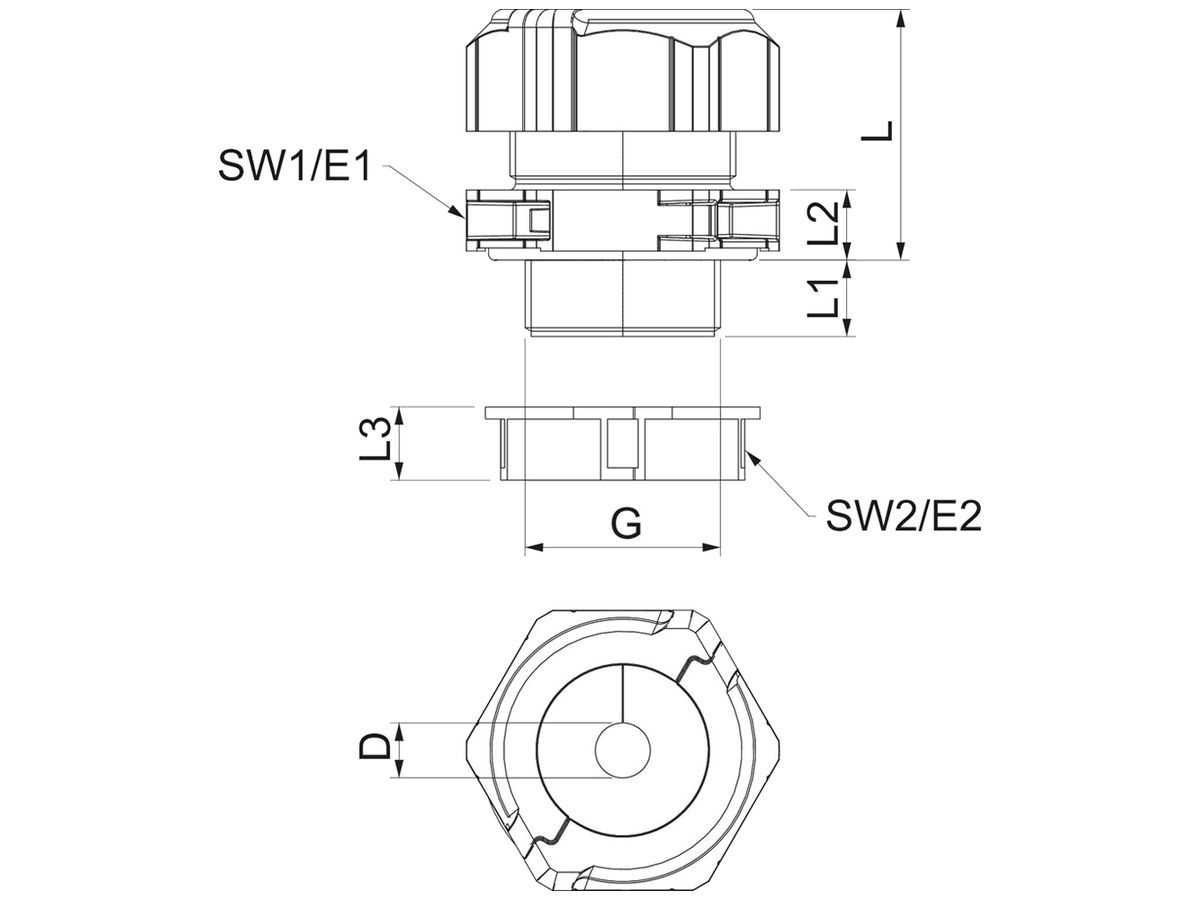 Kabelverschraubung Bettermann V-TEC TB32 teilbar M32 1×Ø9…13mm IP67 grau