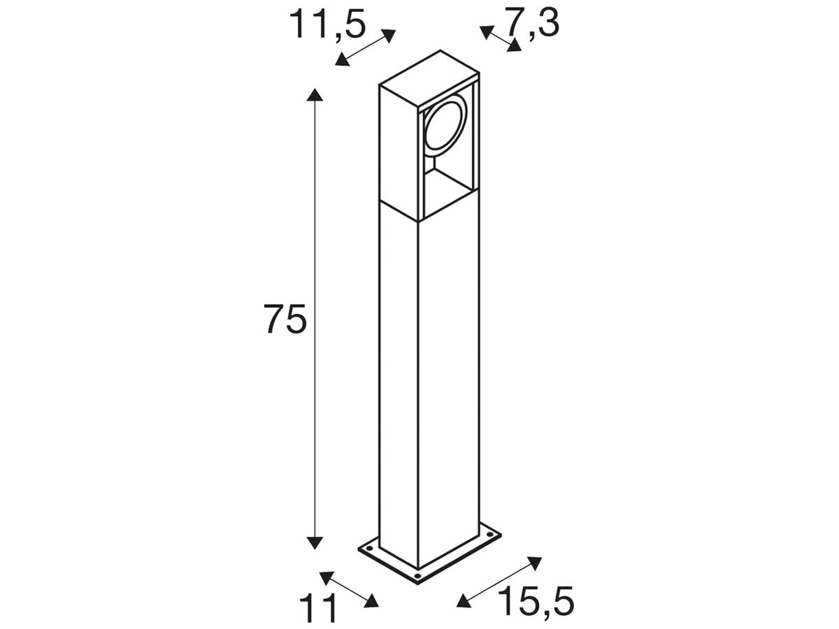 LED-Pollerleuchte SLV ESKINA FRAME 75 FL 15W 3000/4000K 1100lm IP65 anthrazit