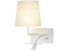 Wandleuchte SLV SOMNILA FLEX LEFT E27 40W mit LED-Leselicht 1.2W und USB weiss