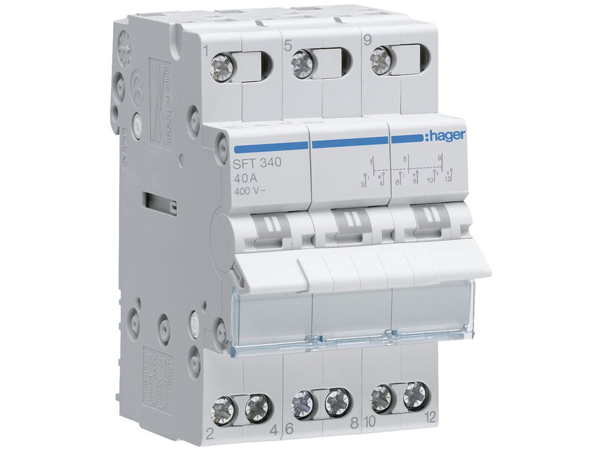 REG-Wechselschalter Hager 40A 230V 0 Schliesser 0 Öffner 3 Wechsler 3TE