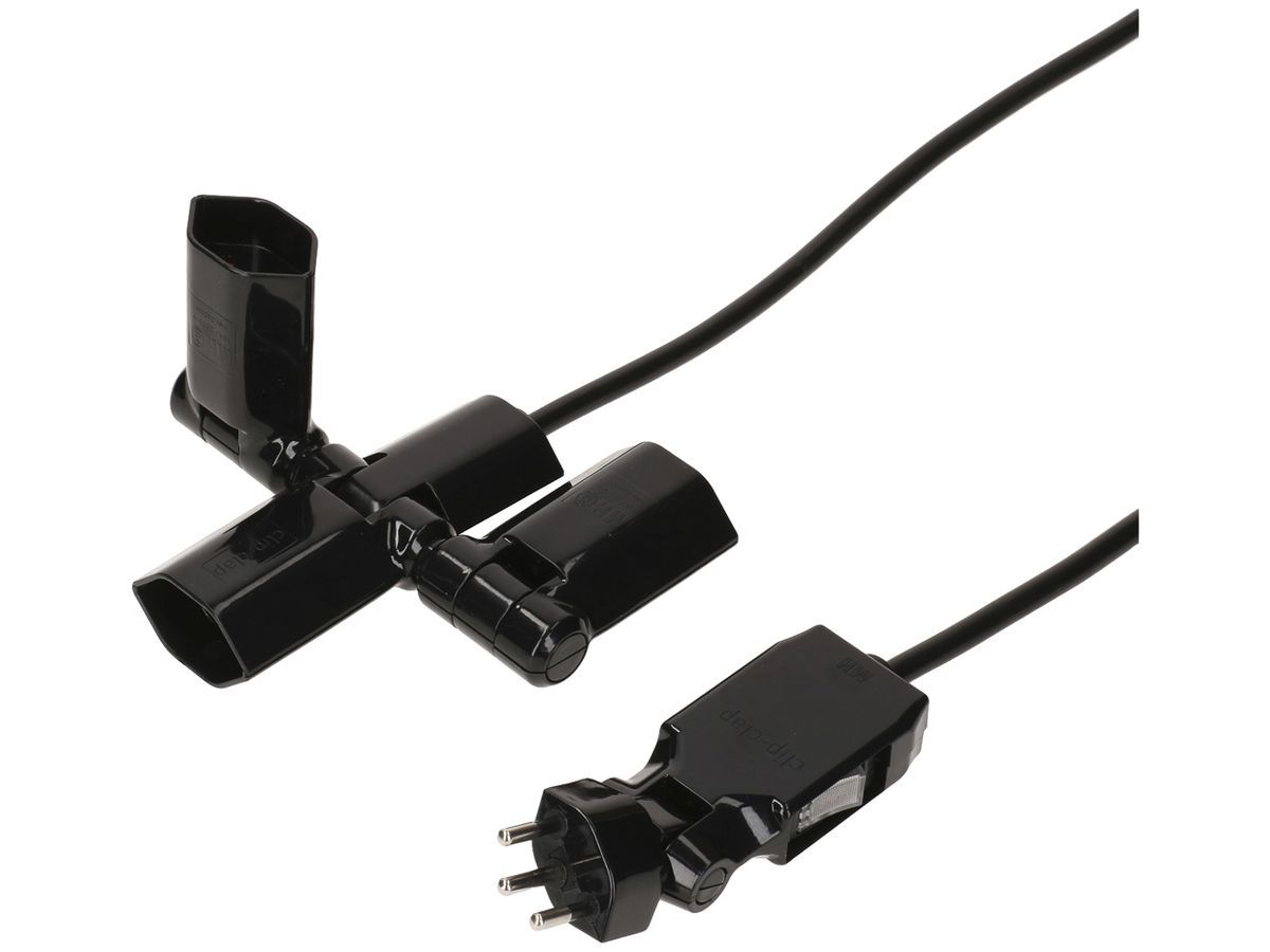 Mehrfachstecker Typ 13 MAX HAURI Clip-Clap 3×T13 180/130° schwarz