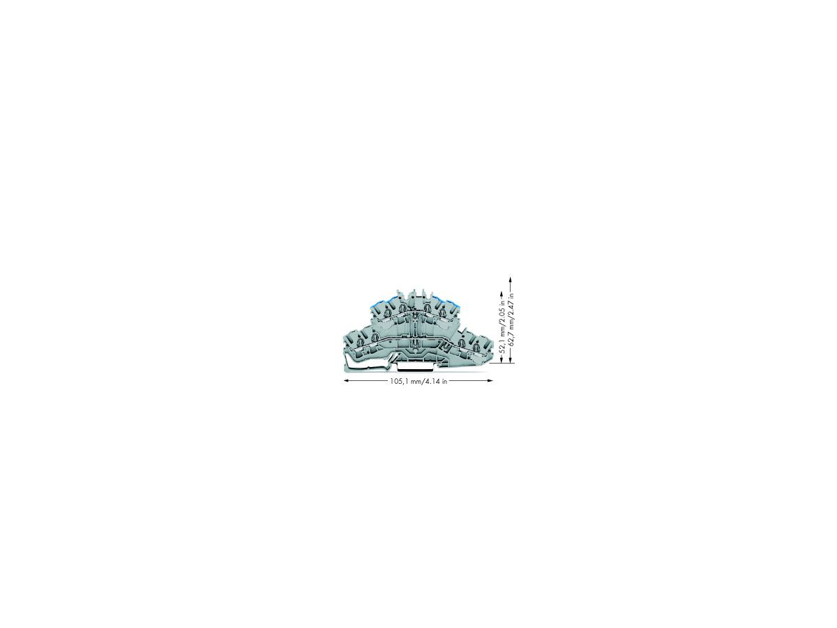 Doppelstock-Reihenklemme WAGO 4L L/N, grau