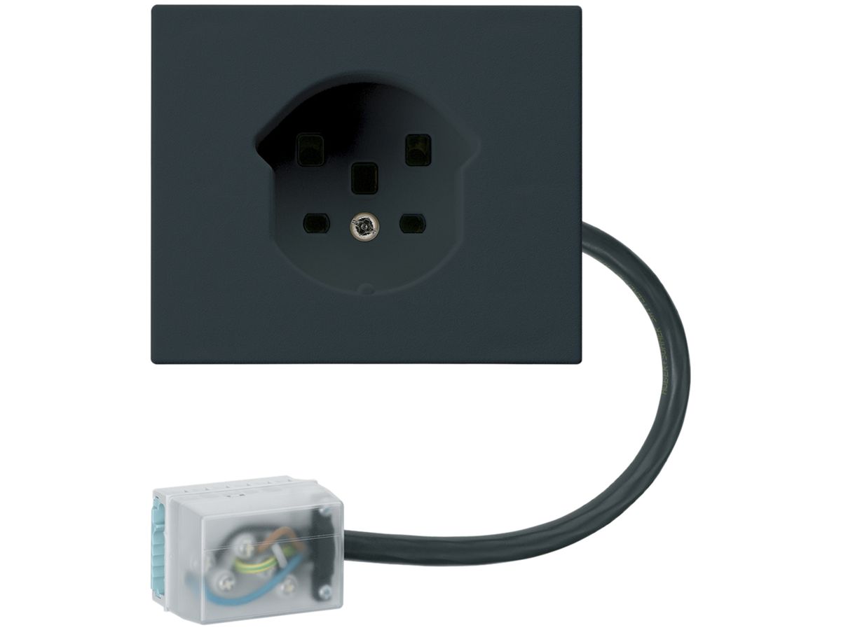 FLF-Steckdose HA Typ 25 mit Steckklemmen mit Flachkabel-Adapter Power schwarz