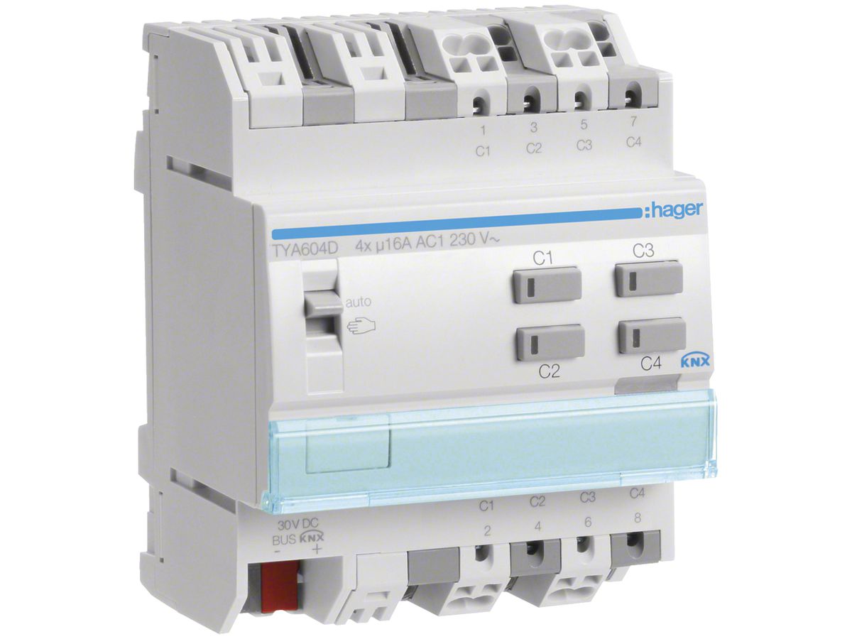 REG-Schaltausgang KNX Hager system 16A C-Last 4-fach