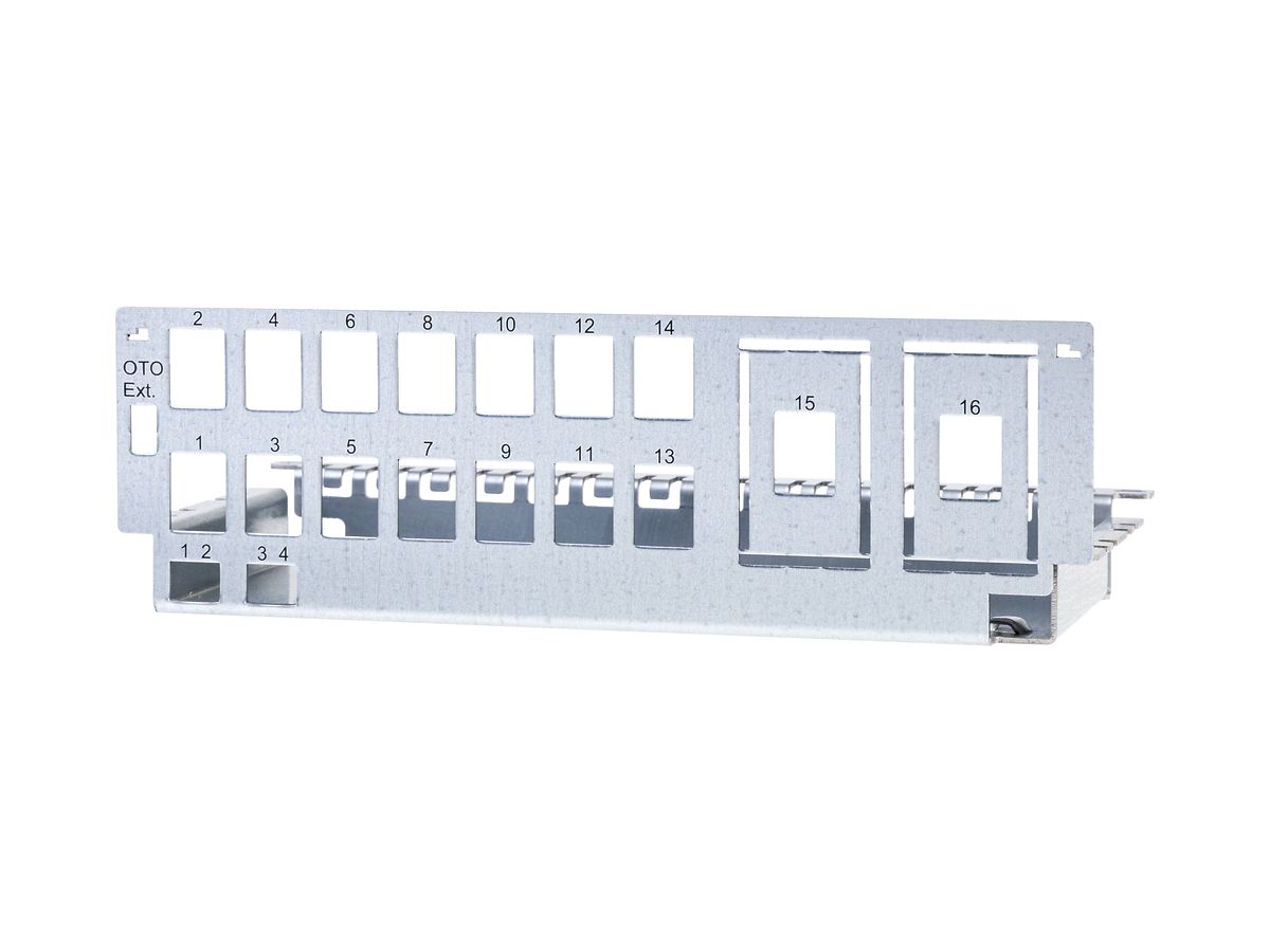 Patchpanel CeCoNet Hybrid 14(+2)-Port RJ45 Keystone, 2×LC/d