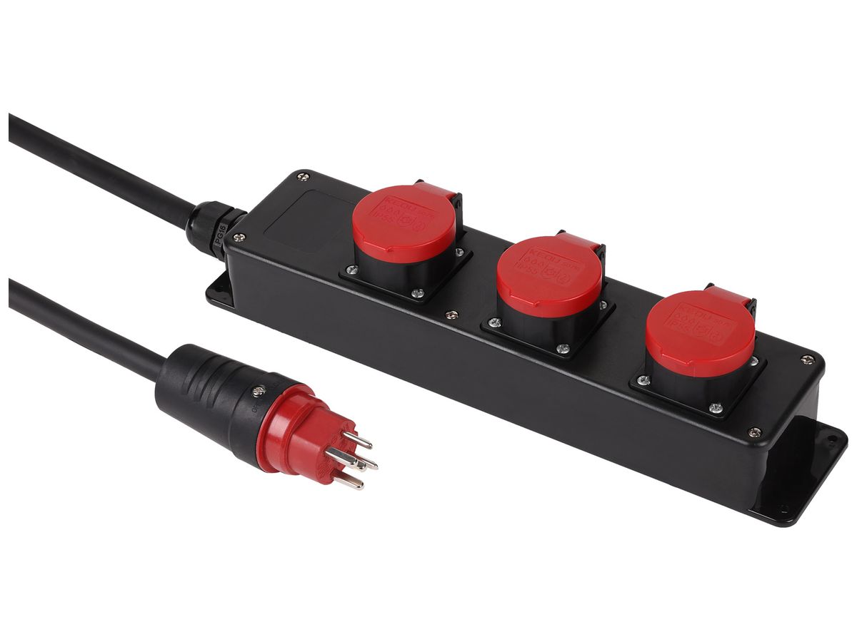 Steckdosenleiste Schönenberger 16A 3×T25 3m schwarz