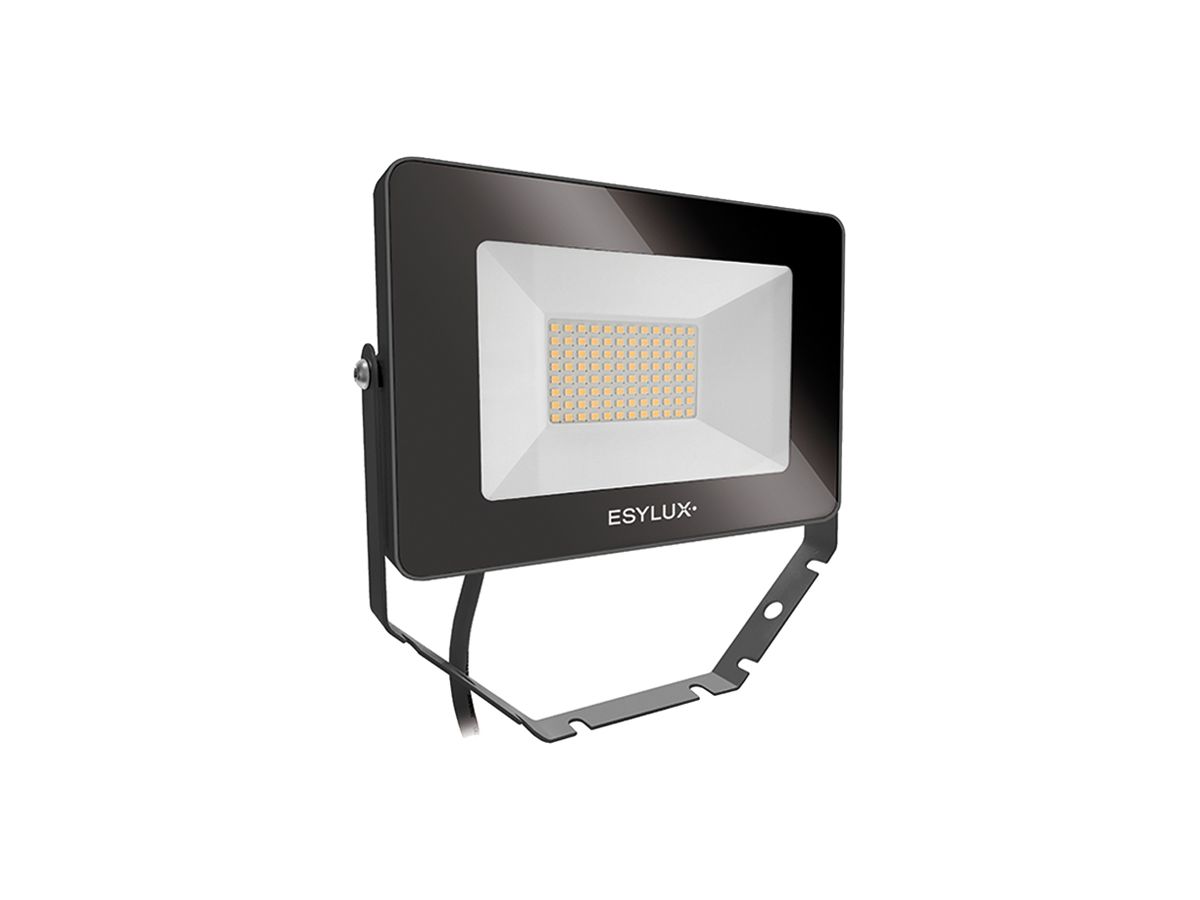 LED-Strahler ESYLUX OFL BASIC, 30W 3000K 3000lm 200×32×135mm IP65, schwarz