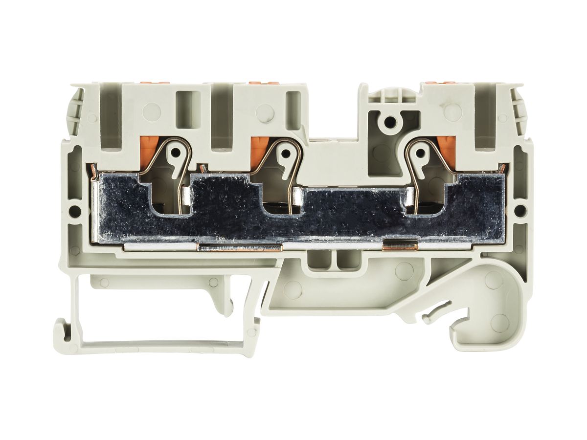 Durchgangs-Reihenklemme WTP 0.2…10mm² 57A 1000V 3×Steck.1 Et.Hutschiene TH35 gr
