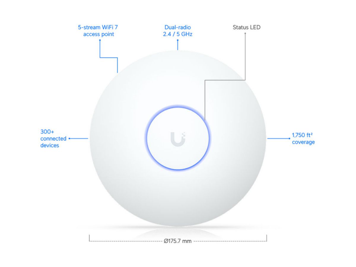 Ubiquiti Access Point U7-LR WiFi 7 - 2.4/5GHz,RJ45 2.5GbE, Ohne PoE-Injektor