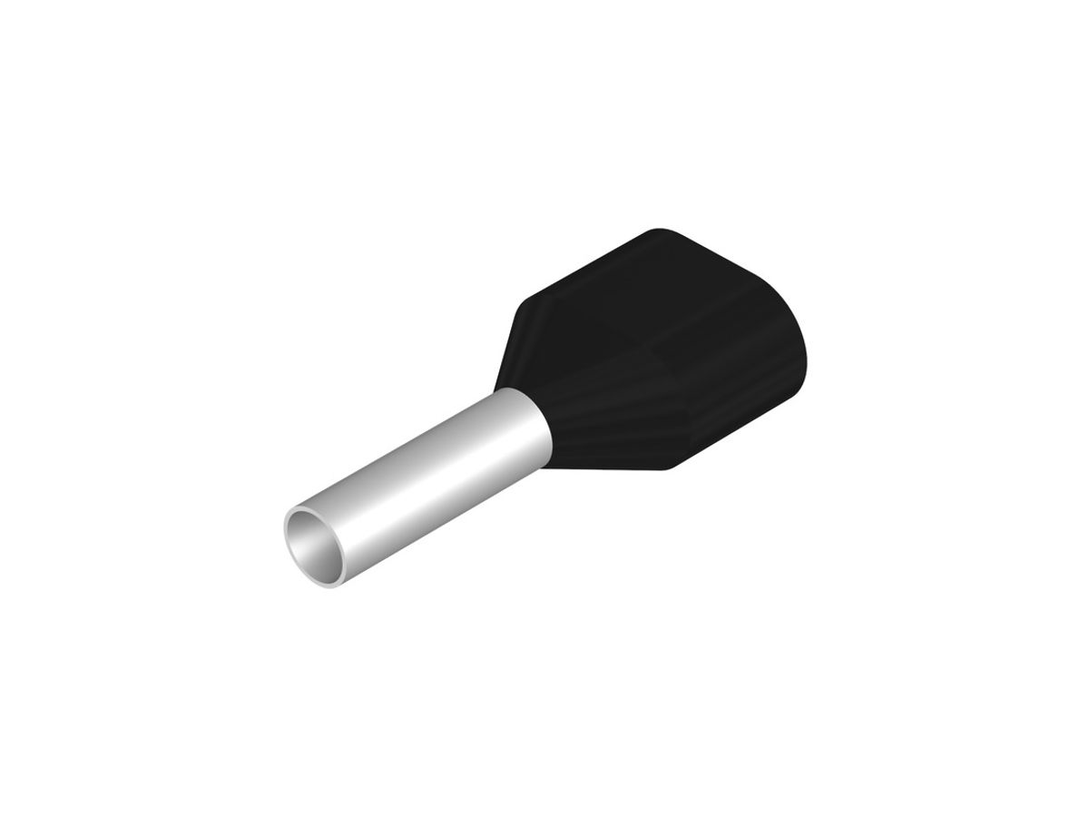Zwillings-Aderendhülse Weidmüller H isoliert 2×1.5mm² 10mm schwarz DIN lose