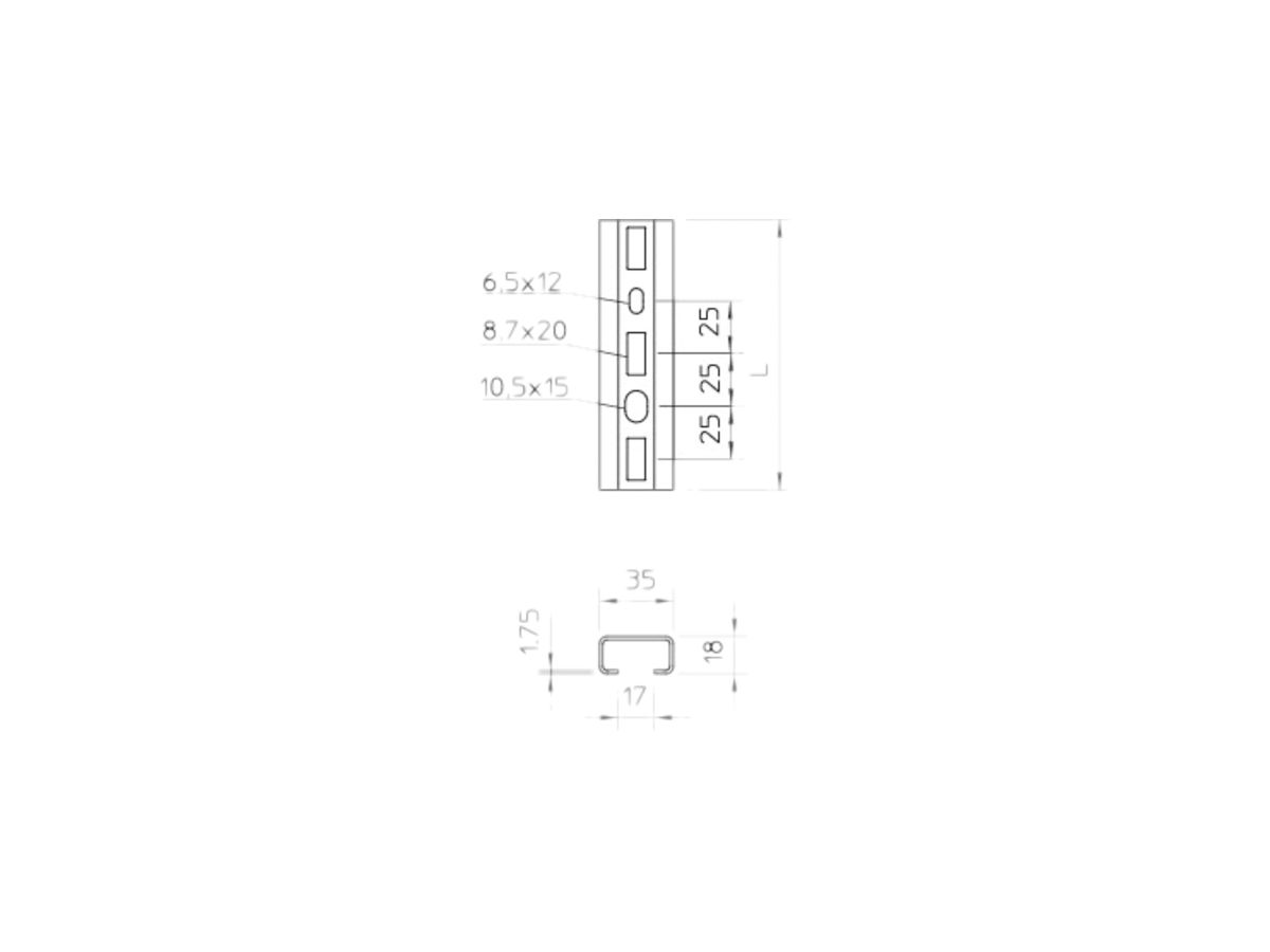 Profilschiene Bettermann 200×35×18mm bandverzinkt