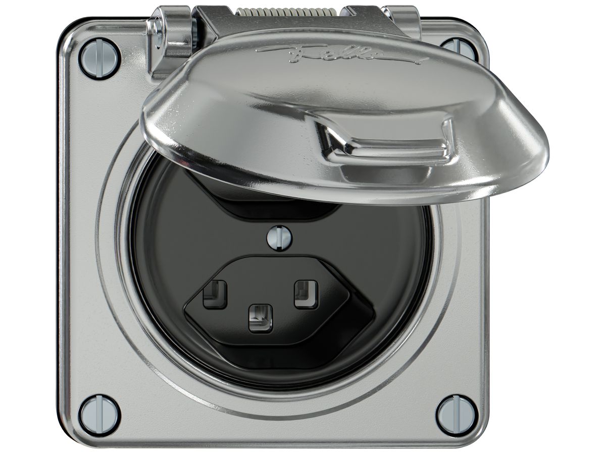 Steckdose ELEMENT 2×Typ 23 16A 250V IP20 mit Klappdeckel aluminium