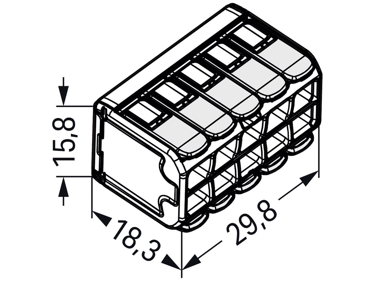 Verbindungsklemme WAGO 221 10×0.2…4mm² Hebel 32A 440V grau transparent