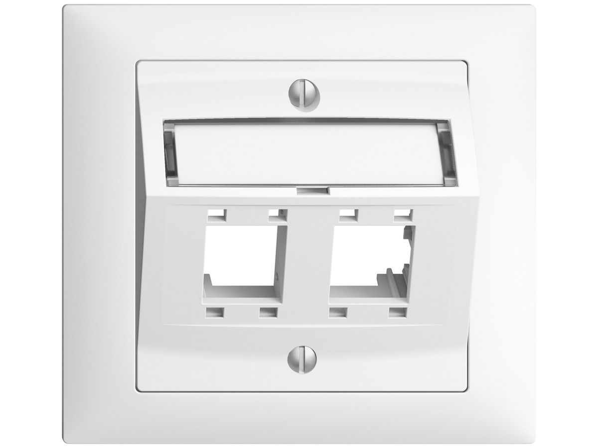 EB-Montageset EDIZIOdue FKE, mit Schrägauslasshaube, für 2×RJ45, weiss